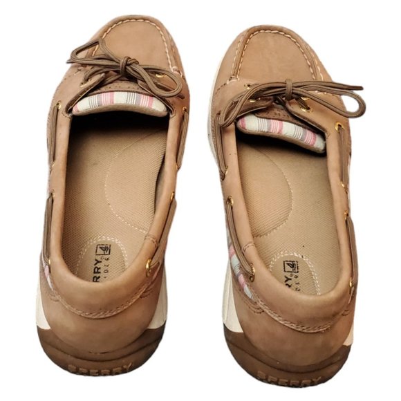 Sperry Top Sider STS91331 Size 7.5 M Boat Leather Loafer Brown Pink Blue Shoes - Picture 4 of 7
